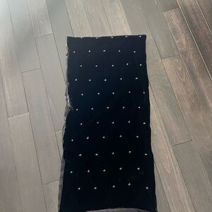 Black Velvet Scarf with Silver Accents